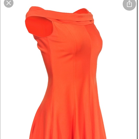 Halston Heritage Orange off shoulder dress - Picture 3 of 7